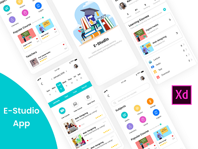 E-studio app app design courses e learning e studio education illustrator design mobile app design photoshop design sketchapp ui design ux design xd design