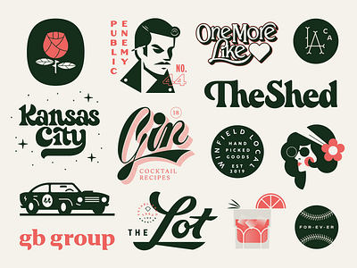 Some Stuff: 2019 baseball car cocktail flower gin hippie lettering liquer logotype musclecar retro rose script vintage