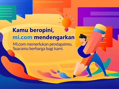 Collect user feedback banner banner ad branding illustration logo 可爱 建议 插图 点子 男人 男生 颜色