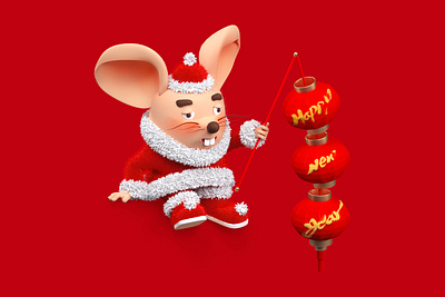 The Spring Festival mascot -- mice 01 animation c4d design flat illustration vector 一家人 平面 插图 设计