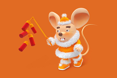 The Spring Festival mascot -- mice 03 animation c4d design flat illustration vector 一家人 平面 插图 设计