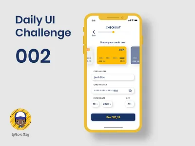Daily UI Challenge 002 - Credit Card Checkout blue challenge checkout clean credit card dailyui form iphone open sans quicksand ui yellow