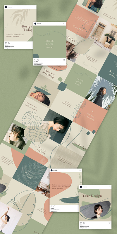 Melissa Instagram Puzzle banner blog color design flora illustration instagram instagram template look mood photoshop post puzzle seamless social media template web design