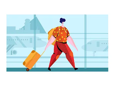 travel venture aeroplane airport flat art illustration minimal travel travel app vector