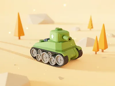 Tank 3d b3d blender cartoon desert low poly lowpoly polygon render tank war