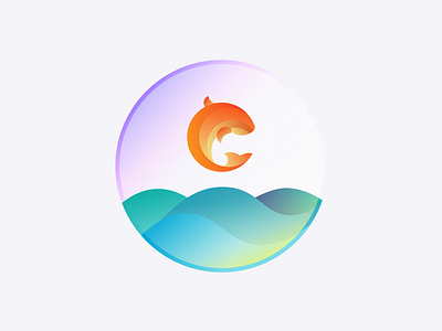 Jumping Fish circles colorful design fish gradient illustration sea