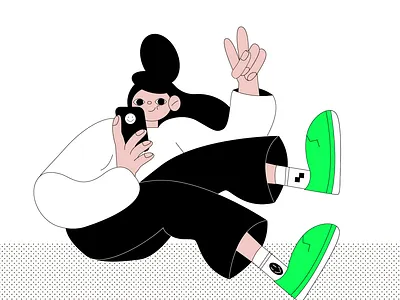 selfie adobe illustrator art design flat flat illustration girl illustration landing design low peace phone selfie student vector