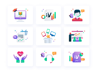 Pellekan Illustrations branding colorful contact fintech flat gradient icon illustraion illustrator interface simple support ui vector web