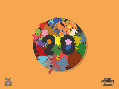 Super Smash Bros 20th anniversary 20 anniversary charizard concept game game art illustrator mario megaman negative space nintendo nintendo switch pikachu pokemon poster sonic super smash bros super smash bros ultimate videogame