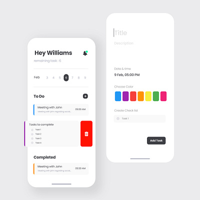 To-Do app design concept | Uplabs calendar challange dashboard notification task to do app to do list uiux user interface design