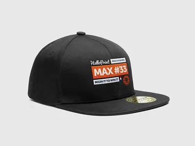 Helloprint supporting Max Verstappen snapback artwork cap capdesign cmyk formula1 formule1 maxverstappen merchandisedesign slogan snapback