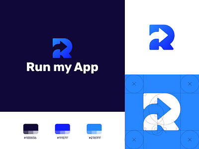 Run my App | Logo Redesign arrow logo grid grid logo identity identity branding letter logo logo design logo design branding logo mark logodesign logotype r letter r logo