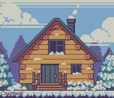 Winter cabin 16bit 8bit architecture environment design game design gameart illustration pixel art pixelart sprite