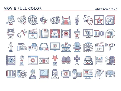 50 Movie icons design graphics icons typography ui vector