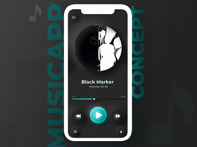 music applicatoin concept app design minimal skeuomorphism ui