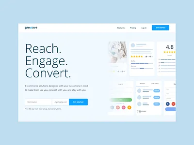 growave website blue design shopify site startup store ui web white widget