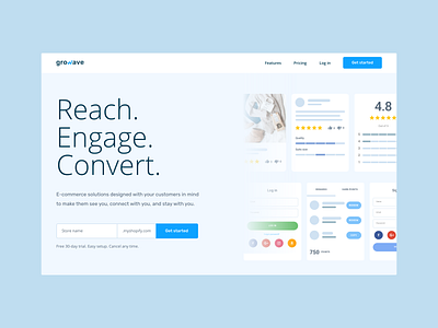 growave website blue design shopify site startup store ui web white widget