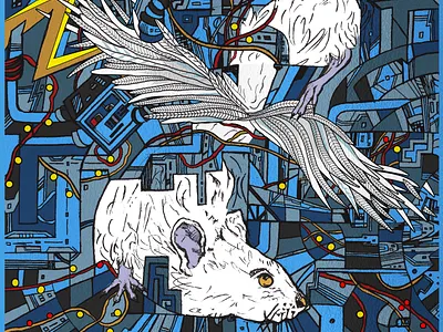 Greating card of the 2020 year of White Metal Rat greating card illustration krylia fmcg branding new year