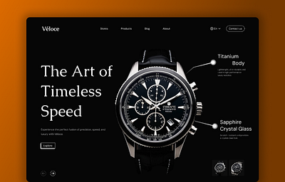 Luxury Watch Landing Page – Véloce | Premium UI/UX Design app design black branding clean figma figma design freelancer landing page luxury premium top ui uiux user interface watch website website design