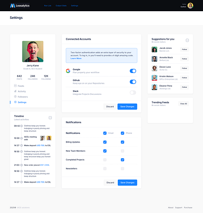 Leasalytics - Settings analytics bootstrap css html metronic settings ui ux