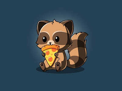 Pizza-Loving Raccoon | Cute Cartoon Vector Art cartoon food pizza raccoon vector