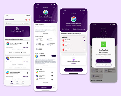 Job Portal - App Design app design candidate employer inspiration job hunt job portal job search uiux