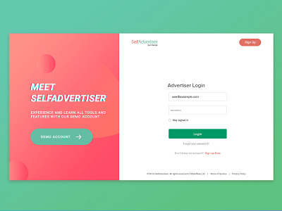 New Login Selfadvertiser branding desktop desktop application high tech login login page platform ui