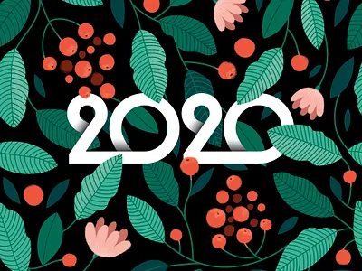 2020 - New Year Card 2020 botanic branding christmas identity illustration lettering logo logotype new year pattern seamless pattern