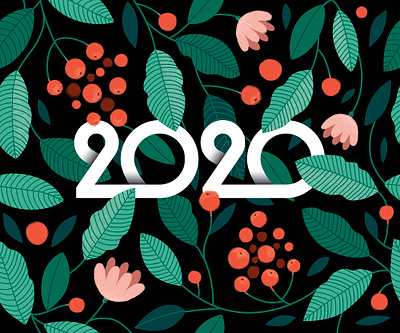 2020 - New Year Card 2020 botanic branding christmas identity illustration lettering logo logotype new year pattern seamless pattern