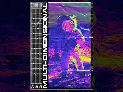 Multi-Dimensional acid astronaut colourful liquid moon poster poster a day poster art poster design space trippy