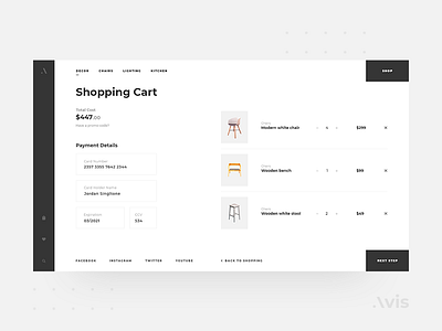 Shopping cart page template | Avis UI Pack buy cart clean download e commerce fullscreen interface light lights minimal shopping shopping bag shopping cart template ui ui kits ux web webdesign website