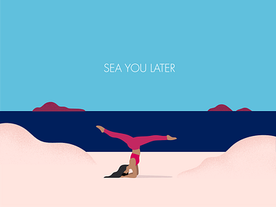 Self-care Vacation | Illustration beach design flat illustration minimal relax sea vacation vector web yoga yoga pose