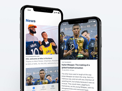 Football News 🗞 app clean community design fantasy sports feed football football app ios km kmbappe kmleague kylian mbappé mbappé mobile news newsfeed soccer ui ux