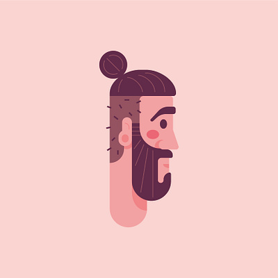 The Man Bun bun character design colour face flat colour hairstyle icon man man bun vector