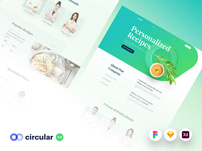 Circular 2.0 - Update fitness food healthy nutrition recipes template theme ui user interface web web design website design