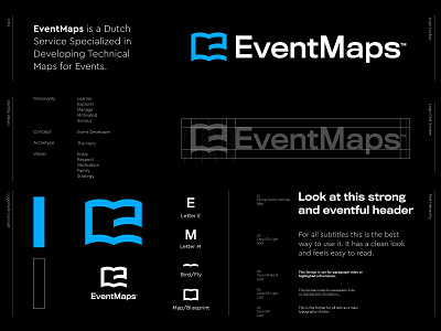 EventMaps - Logo Design v3 🗺️ blue blueprint book ebook branding development digital e monogram event event map events free identity design letter monogram lettermark logo design logo designer map maps online technical