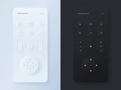 Mi Remote Control Mobile app app dark light minimal mobile app mobile design mobile ui neumorphism night nightmode remote control shadow skeumorphism smarthome smarttv softui tv ui uiux xiaomi