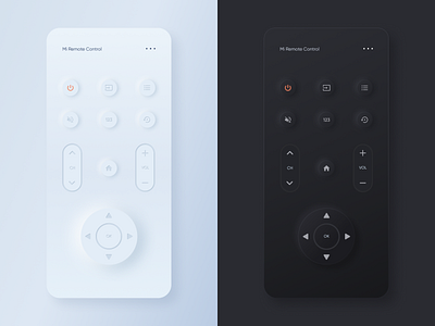 Mi Remote Control Mobile app app dark light minimal mobile app mobile design mobile ui neumorphism night nightmode remote control shadow skeumorphism smarthome smarttv softui tv ui uiux xiaomi