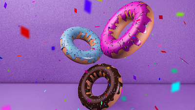 Donuts Party! 3d background colors concept design art donuts modeling