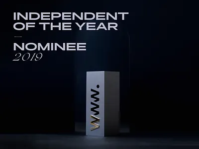 Nominated for Independent of the Year 3d awards awwwards clean dark design minimal typography