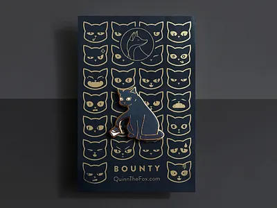 Bounty the Cat Enamel Pin 2 animals badge black cat cat cute enamel pin gifts gold icon illustration pets pin