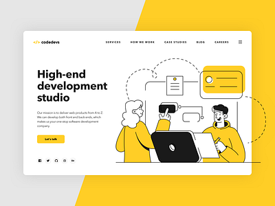 Codedevs - landing page clean landing page product design simple ui web design