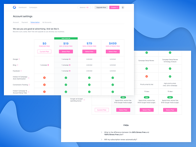 Instaon Pricing advertising pricing comparison comparison table marketing pricing pricing pricing package pricing page pricing plan pricing plans pricing table saas saas pricing strategy table