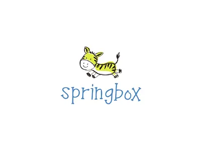 Springbox blue colorful illustration kids logo playful sketch symbol zebra