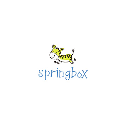 Springbox blue colorful illustration kids logo playful sketch symbol zebra