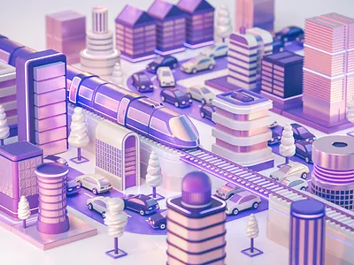 Future of Transportation - High Speed Trains 3d architecture buildings cinema 4d city design editorial future futuristic illustration octane rails road train transporation vehicles
