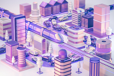 Future of Transportation - High Speed Trains 3d architecture buildings cinema 4d city design editorial future futuristic illustration octane rails road train transporation vehicles