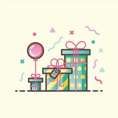 Birthday Presents balloon birthday celebration colour gradient line presents vector