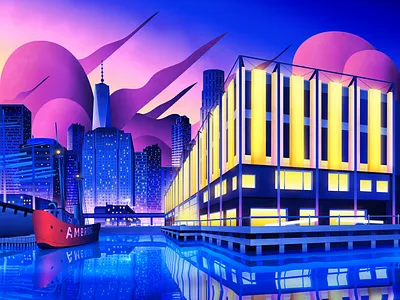 Pier 17 - Winterland advertising advertising illustration architecture boat city cody muir commercial illustration design illustration illustrator magicmuir nautical new york nyc photoshop pier 17 seaport ship urban vector