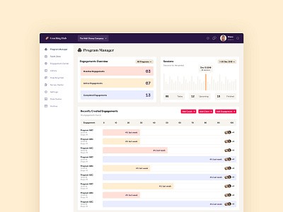 Coaching Hub Program Manager app clean coaching dashboard flat modern saas startup tech